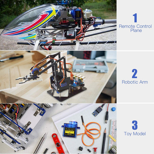 Sg90 9g (5) Micro Servo Motor, Miuzei Mini Small Servos Motor Kit Metal Gear for Arduino RC Car Airplane Robot