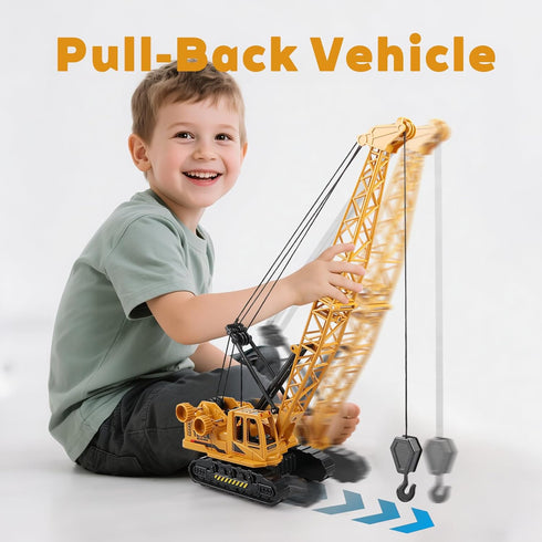 3-12 Diecast Crane Truck Toy for Boys Ages Metal Construction Toy Truck with Manual Lifting Arm Heavy Duty Toy Crane