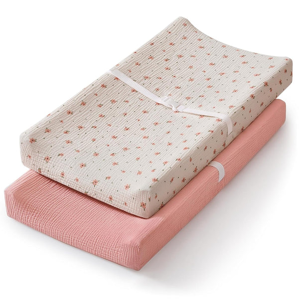 Blissful Diary Muslin Changing Pad Cover for Baby Girls, Ultra Soft Breathable
