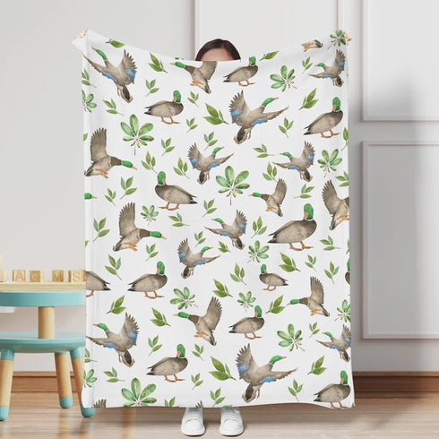 Mallard Duck Green Leaves Baby Blanket for Boys & Girls Duck Hunting Newborn Kids Toddler Baby Nursery Bed Blanket Stroller Crib Soft Warm Receiving Blankets Wild Animal Swaddle Blanket 40x50inch by KASTLEE