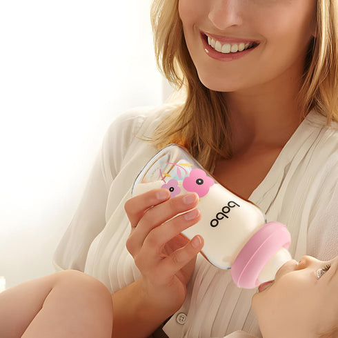 1 ((5.4oz (Pack 4), Red-1) YOHKOH Natural Glass Baby Bottle with Level Slow Flow Nipple, Newborn Anti-Colic Baby