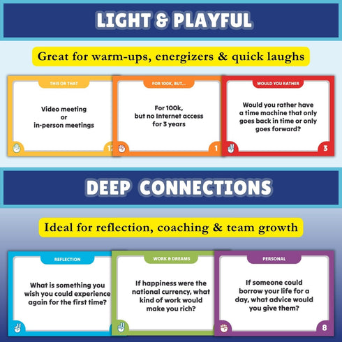 200 Team Building Games for Work Conversation Cards for Team Building. Fun Office Games and Conversation Starter Cards