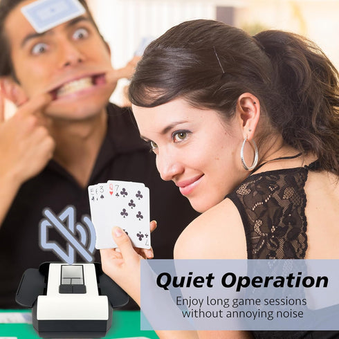 1-2 10,Crazy 8 Automatic Card Shuffler,One-Press Auto & Manual Modes,Electric Shuffling for Decks,Low