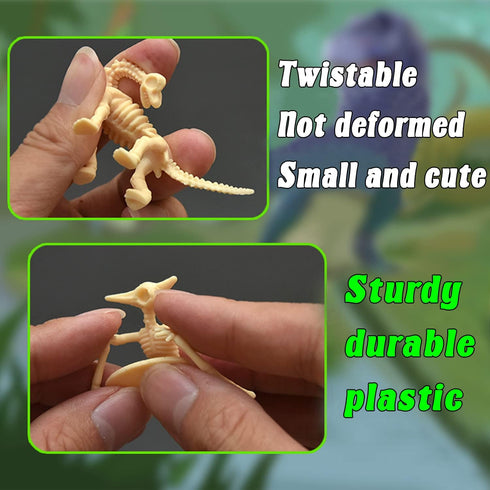 Qiuttnqn 60 Pack Dinosaur Fossil Skeletons, Plastic Dino Bones Toys for Science Play and Party Favors