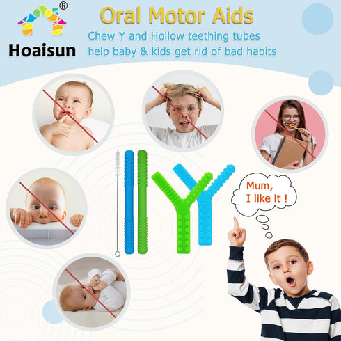 Sensory Chew Toys for Autistic Children, 4 Pack Silicone Teething Straws for Autism, ADHD, and Stress Relief