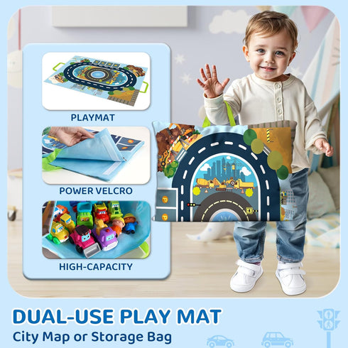 1+ Bag)|12 18 2 3 bessome Soft Rubber Cars Toy for Year Old Boy with Playmat (Storage PCS Construction Cars Baby Toys