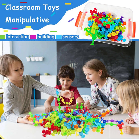 165Pcs 3 4 5 6 Genius Suckers Suction Cup Toys, Bath Sensory Toys for Kids, Colorful Building Toys Party Favor Gift