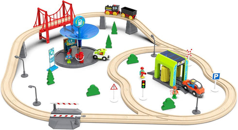 Wooden Train Accessories Car Washer - Compatible with All Major Brands of Train Set System for Kids 3+