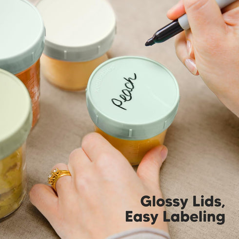 KeaBabies 4pk 8oz & 4pk 4oz Glass Baby Food Containers - Leak-Proof, Microwavable Small Baby Glass Jars with Lids,