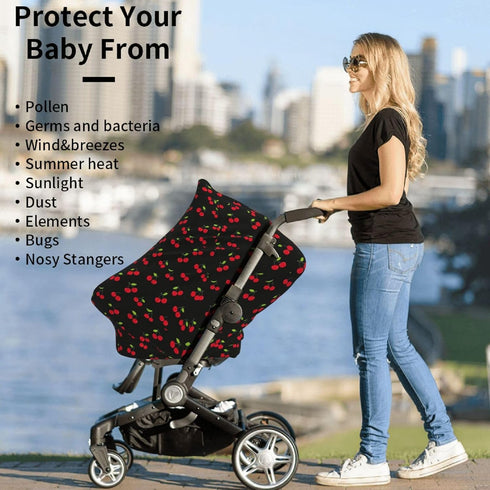 Red Cherry Baby Car Seat Canopy Nursing Cover for Breastfeeding Multi-Use Infant Carrier Carseat All Season Cover