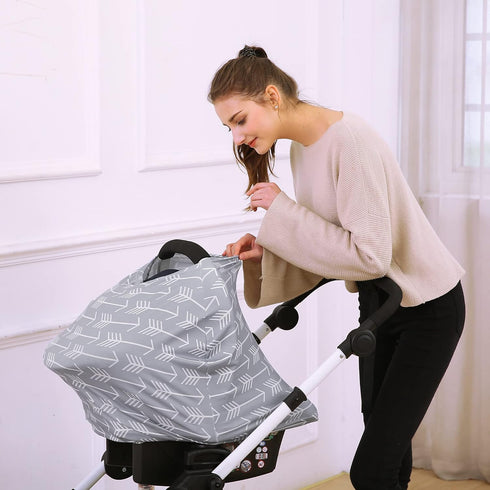 Multi Use Car Seat Canopy Breastfeeding Cover - Baby Stroller and Carseat Cover, Boys and Girls Shower Gifts (Classical