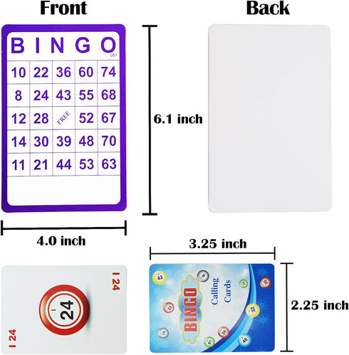 Yuanhe Complete Bingo Game Set - 100 Bingo Cards, 1000 Chips, and Deck of Calling Cards for Family Parties