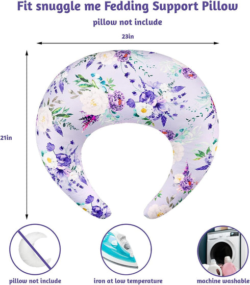 Floral Nursing Pillow Cover, Soft Breastfeeding Pillow Cover Purple, Removable Nursing Covers for Breastfeeding