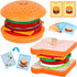 Wooden Burger Sandwich Stacking Toys - Play Food Toy for Toddlers, Montessori Educational Toy for 3 Year Olds