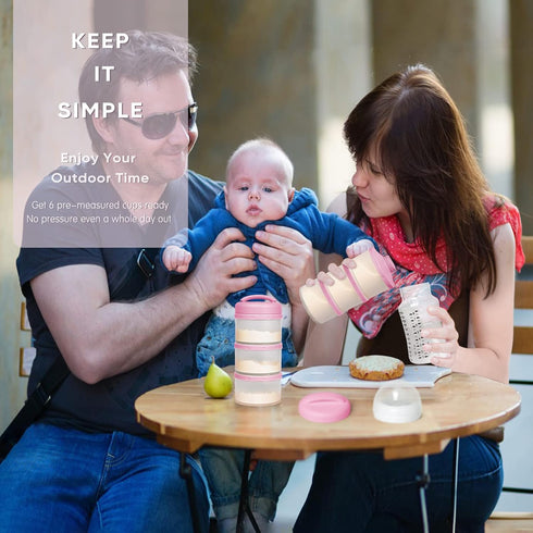 2 Pack, Termichy Stackable Formula Dispenser Portable Milk Powder Container, Baby Pink