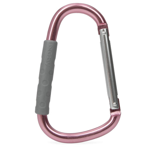 Nuby Large Handy Hook Carabiner Stroller Clip with Textured Soft Grip, Rose Gold