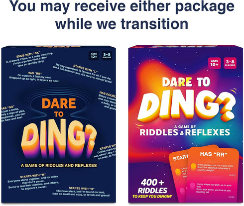 10, 11, 12 3-8 Gouda Games Dare to Ding - Game of Riddles & Reflexes, Fast-paced Card Game, Test Your Wits