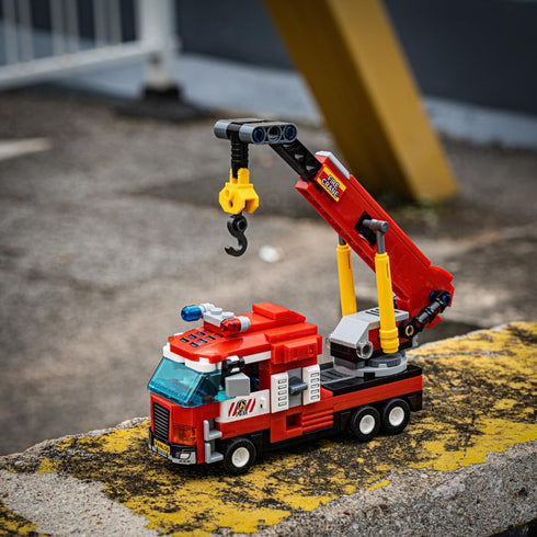 Set (646 Block Builder Fire Truck Building Block Pieces). Fire Rescue Truck Includes Five Different attachments and a
