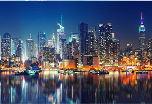 New York City Skyline Art 1000 Pieces Jigsaw Puzzles, DIY Educational Brain Challenge Games for Adults Kids