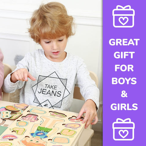 3-5 QUOKKA Puzzles for Kids Montessori Puzzles for Toddlers Preschool Game Learning Human Body Parts Anatomy Skeleton