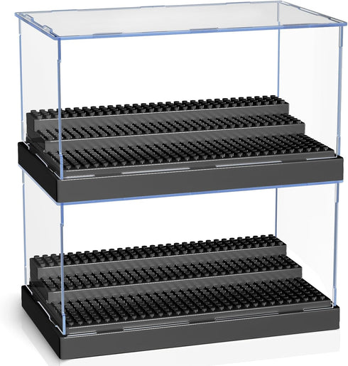 KKU Display Case for Minifigure Action Figures, Acrylic Storage Box with 3 Movable Steps, Gift for Kids and Adults