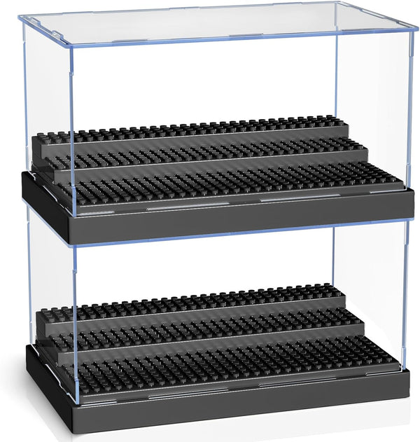 KKU Display Case for Minifigure Action Figures, Acrylic Storage Box with 3 Movable Steps, Gift for Kids and Adults