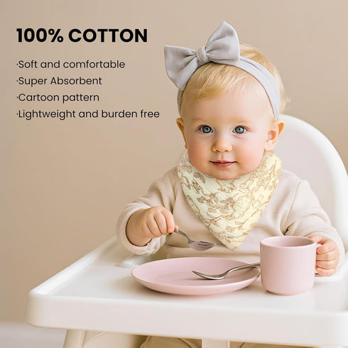 TDHD 10pcs Soft & Absorbent Muslin Drool Bibs with Snap Closure, Cotton Bibs for Boys & Girls, Gentle on Skin