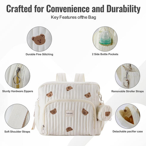 Backpack, GOBABYMART Diaper Bag Medium Maternity baby bag & Changing Pad, Insulated Pockets, Stroller Straps & Pacifier