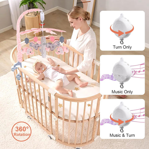 3 12 Upgraded Blublu Park Musical Crib Mobile for Girls, Baby Mobile with Hanging Rotating Toys Woodland Nursery Decor