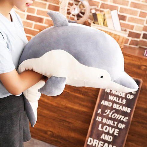 Levenkeness Dolphin Plush Hugging Pillow, Soft Large Stuffed Animal Toy Doll Gifts for Kids, 19.7"