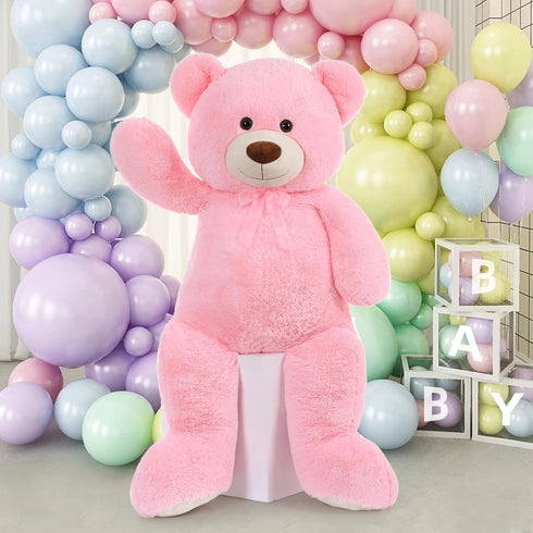 MorisMos 4 Feet Giant Pink Teddy Bear Stuffed Animal, 51.2in Large Plush for Baby Shower, Valentine's Day, Christmas,