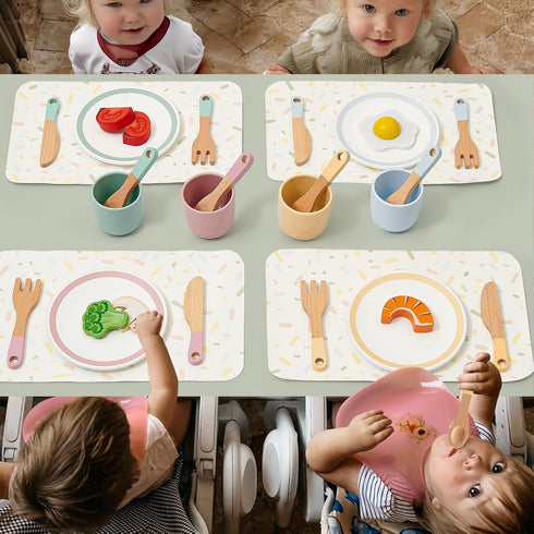 3-5, 3 4 5 6 Lonico Wooden Play Kitchen Accessories Toys for Toddlers Kids Play Kitchen with Realistic Plates & Dishes