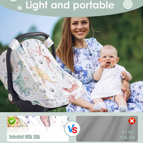ZJMCAJY 3 1) Baby Car Seat Cover, Infant Carrier Canopy for Boys Girls with Two Way Zipper Windproof Modes with Extra