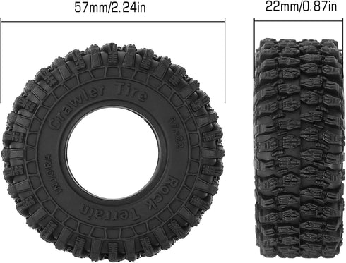 INJORA 1.0 Tires - 57 * 22mm S5 Super Soft Sticky Crawler Tires for TRX4M Axial AX24 SCX24 FCX24 Enduro24 Upgrade