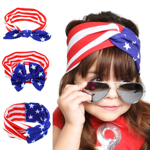 BinaryABC 4th of July Baby Headband, American Flag Headband, 3Pcs for Fourth of July Decorations