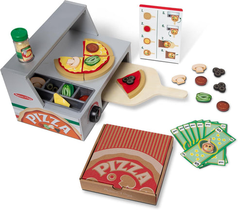 Melissa & Doug Top & Bake Wooden Pizza Counter Play Set, 41 Pcs, FSC Certified