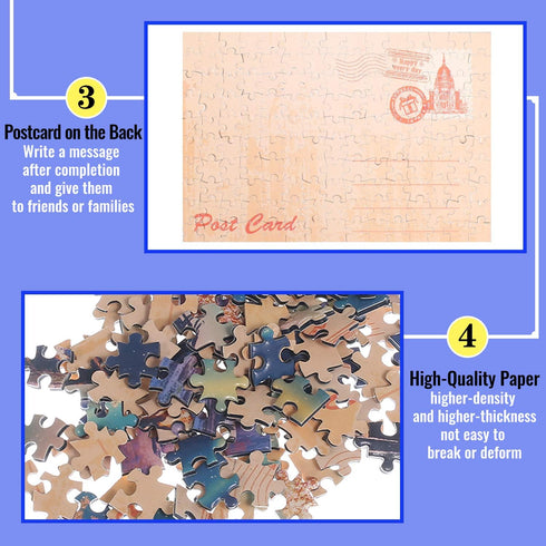 Small Jigsaw Puzzles for Adults, 150 Pieces Vintage American Illustration Mini Puzzles, 3 Pcs with Mini Easel