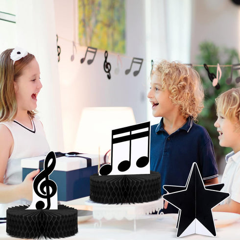 8 Pack 1950's Sureio Music Notes Honeycomb Centerpieces Musicical Party Decoration Music Themed Silhouette Table
