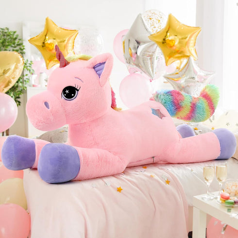 Tezituor 43in Giant Unicorn Plush Toys - Big Pink Unicorn Stuffed Animals, Great Gifts for Girls