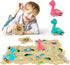 Kids Car Track Set Puzzle Racer with 2 Dino Cars, Toys for Boys Ages 2-6, Montessori Car Tracks for Toddlers