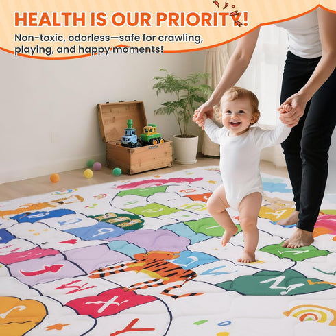 Floor,50x50 Inch Baby Play Mat for Soft Padding Crawling Mat, Foldable and Machine Washable, Thick for Babies