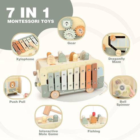 1 Hammering 7 1 1-3-2-4 Vanplay Montessori Toys for Year Old - Wooden Pounding Toys for One Year Old Girls Boy Gifts