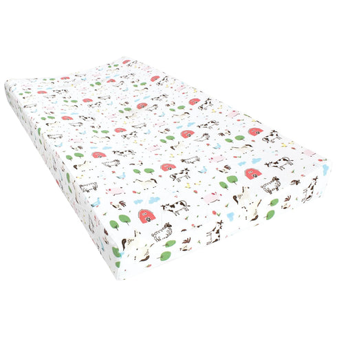 Hudson Baby Unisex Cotton Changing Pad Cover, Girl Farm Animals, One Size