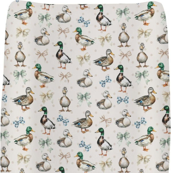 ZoUbqchY Vintage Duck Bows Floral Changing Pad Covers for Baby Girls Boys Green