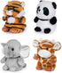 My OLi 5" Forest Animal Plush Set - Bundle of Panda, Elephant, Giraffe & Tiger for Kids & Babies (Pack of 4)