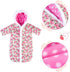 18" Doll Jumpsuit Sleeping Bag Handmade Doll Clothes Hooded Romper Pink Rose Winter Hoodie Doll Accessory Soft Thick