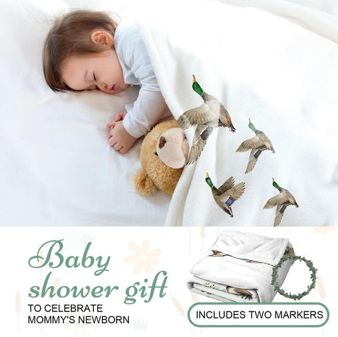 Mallard Duck Baby Monthly Blanket for Boy & Girls, Newborn Month Blanket, Soft Flannel Photography Background Prop