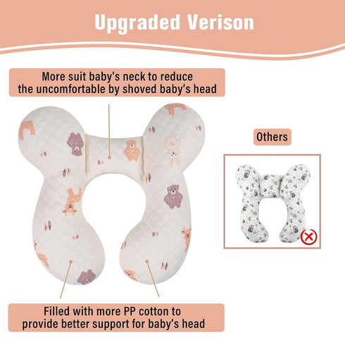 vocheer Baby Neck Pillow(Upgraded), Cotton, Baby Support Pillow, Car Seat Pillows for Newborn, Carseat Head and Body