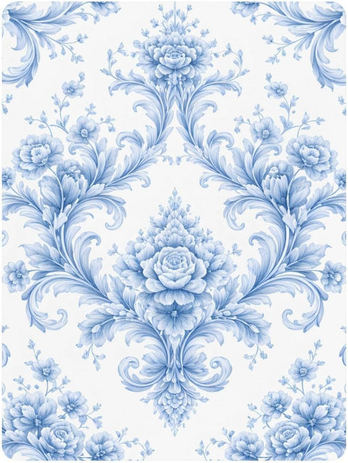 CZXW 52" 28" Blue Floral Botanical Crib Sheets Fitted x Natural Cotton Soft & Breathable for Baby Crib Mattress