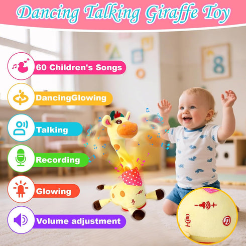 60 Say,Tummy Vodolo Talking Singing Dancing Giraffe Toy with Children's Song,Recharged Interactive Giraffe Plush